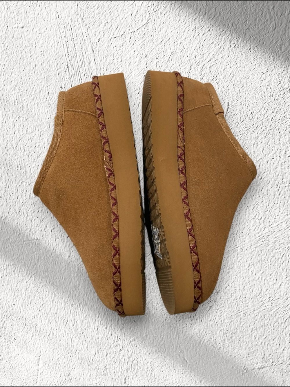 BEARPAW Slippers NEW Suede Sherpa Lined Indoor Outdoor Platform Sole Size 9